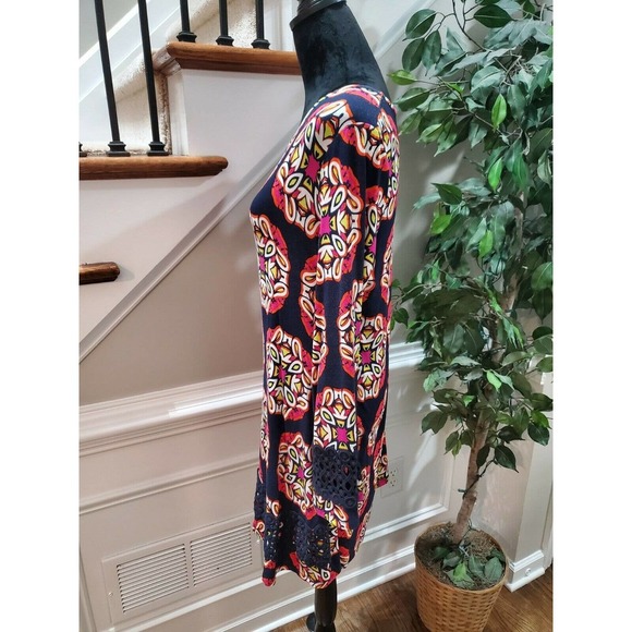 Crown & Ivy Women's Blue Polyester Round Neck Long Sleeve Knee Length Dress S - Picture 6 of 10